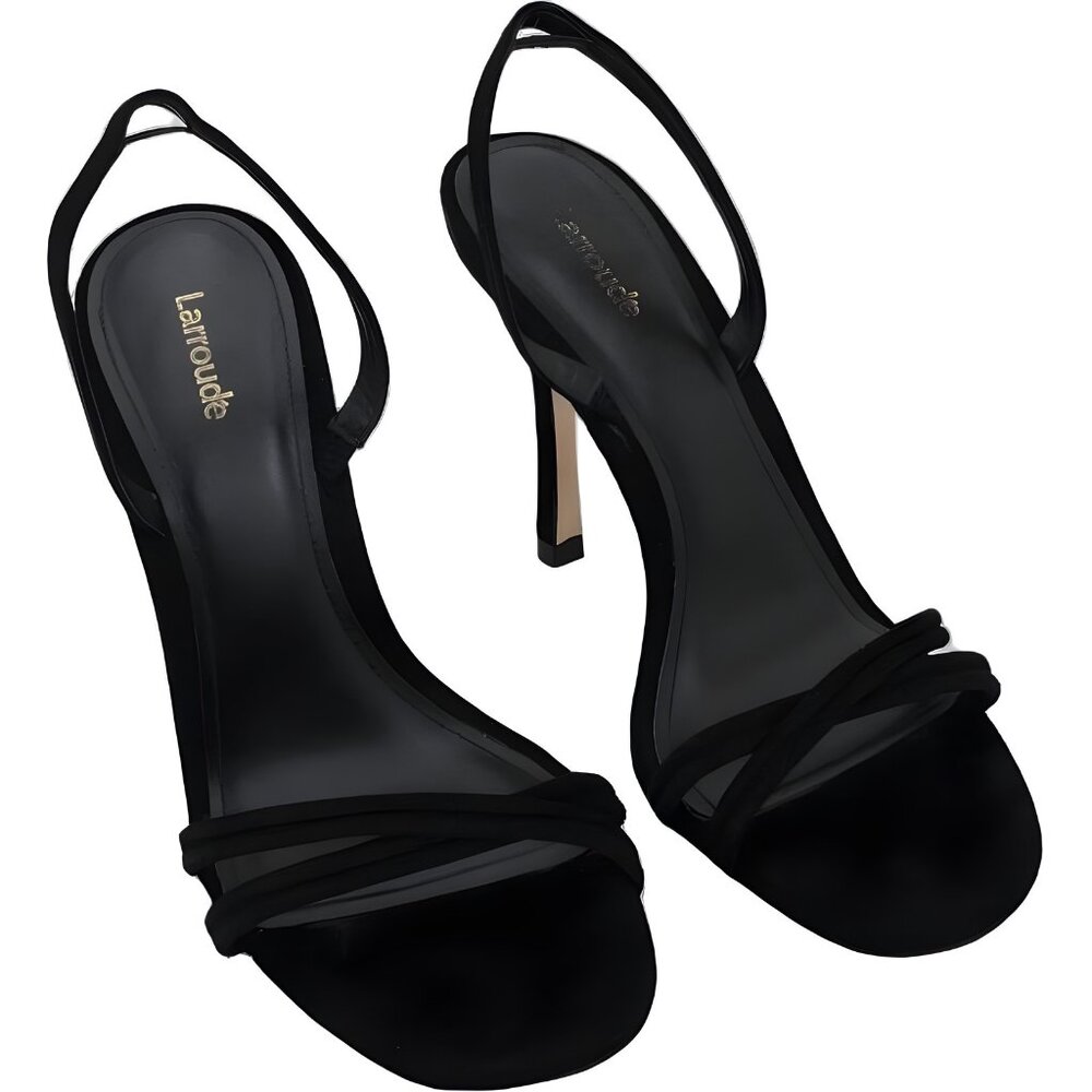 Stylish Larroude Annie Women's Sandal Heels - Black Strappy Size 9.5